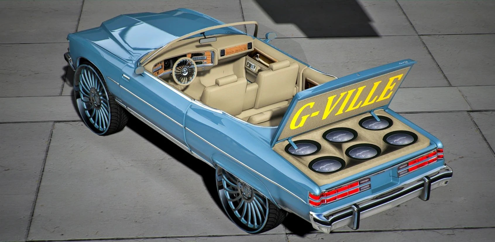 1975 Pontiac Grand Ville on Rucci Donk | Krazy Customs