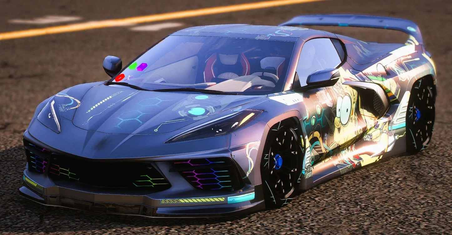 (Unbranded) Chevrolet Corvette C8 Rocket Bunny The Simpsons [Dinamic Lights] | Kick Store