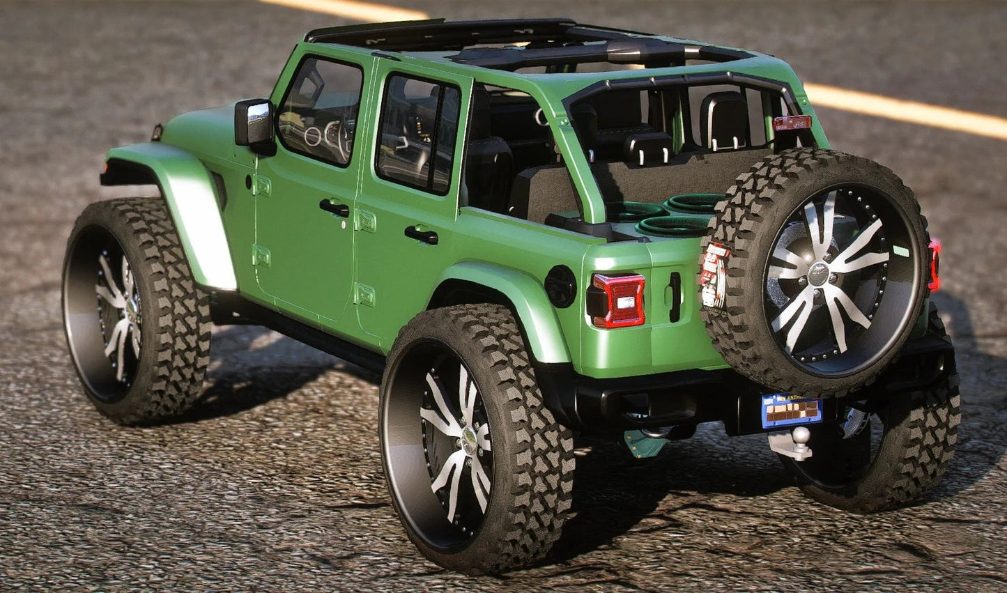 (Unbranded) Jeep Wrangler Rubicon On Brushed Forgis With Matching Trailer | PNUT Customs