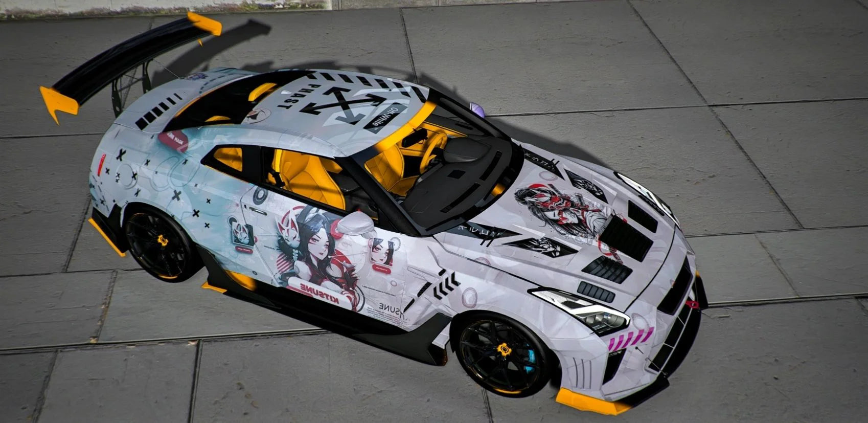 NISSAN GT-R R35 Kream [Dinamic RGB Lights] | Kick Store